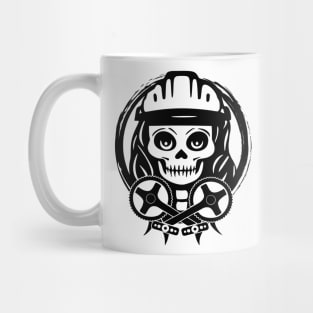 Bike Messenger Skull and Crossed Peddles Black Logo Mug